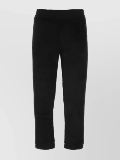 Burberry Logo-embroidered Fleece Track Pants In Black