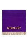 BURBERRY LOGO EMBROIDERED FRINGED-EDGE SCARF