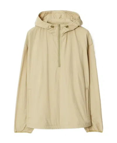 Burberry Logo-embroidered Hooded Jacket In Nude