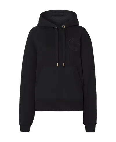 Burberry Logo-embroidered Hoodie In Black