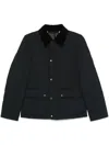 Burberry Women 'oldham' Black Quilted Jacket With Corduroy Collar In Tech Fabric Woman In Schwarz
