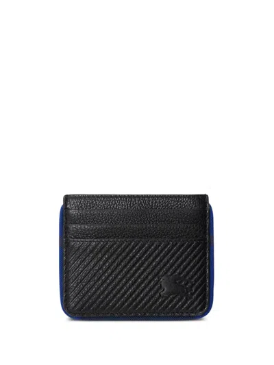 Burberry Logo-embroidered Leather Wallet In Black