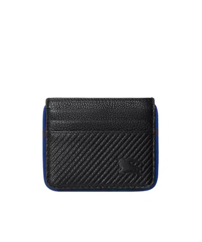 Burberry Logo-embroidered Leather Wallet In Black