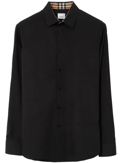 Burberry Sherfield Slim Fit Cotton Shirt In Black