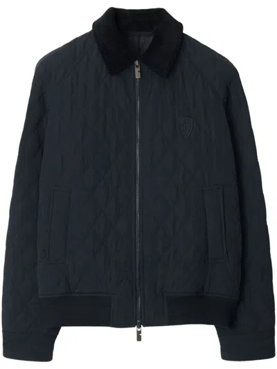 Burberry Logo-embroidered Padded Jacket In Blue