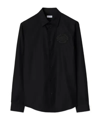 BURBERRY BURBERRY LOGO-EMBROIDERED BUTTONED SHIRT