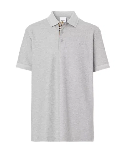 Burberry Logo-embroidered Polo Shirt In Gray