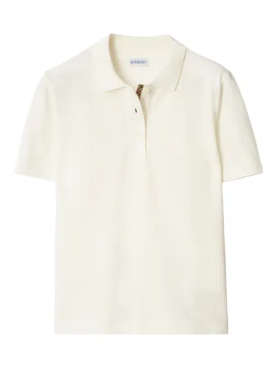 Burberry Poloshirt Mit Logo-stickerei In White