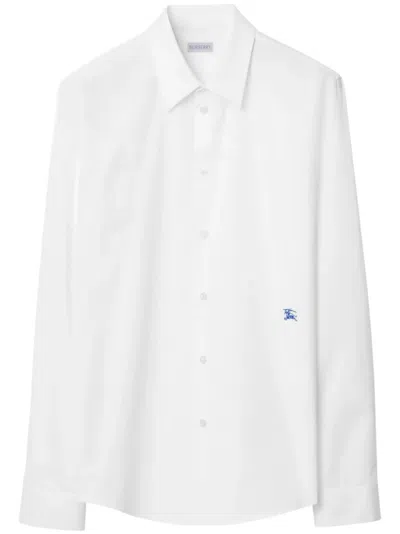 Burberry Long-sleeved Button-up Cotton Shirt In White