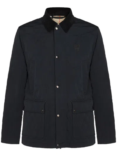 Burberry Logo-embroidered Quilted Jacket In Black