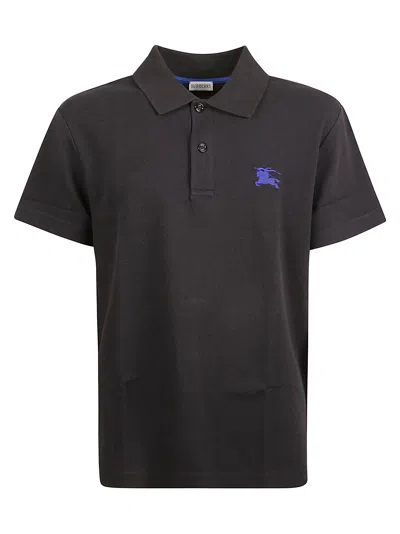 Burberry Logo Embroidered Regular Polo Shirt In Black