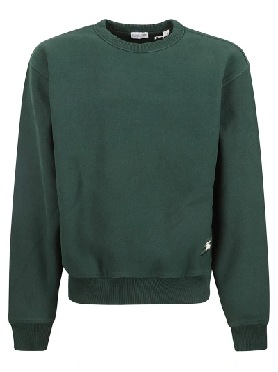 Burberry Logo Embroidered Ribbed Sweatshirt In Green