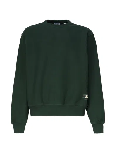 Burberry Logo Embroidered Ribbed Sweatshirt In Ivy