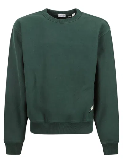 Burberry Logo Embroidered Ribbed Sweatshirt In Green