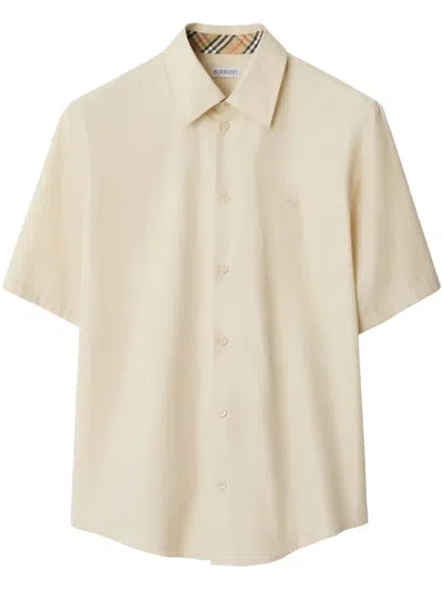 Burberry Logo-embroidered Shirt In Neutral