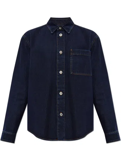 Burberry Logo-embroidered Shirt In Blau