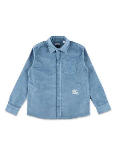 Burberry Logo-embroidered Shirt In Blau