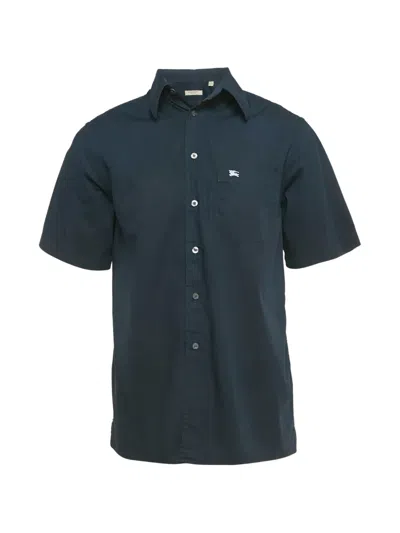 Pre-owned Burberry Logo-embroidered Shirt In Blue