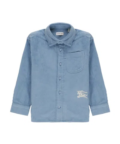 Burberry Logo-embroidered Shirt In Blue