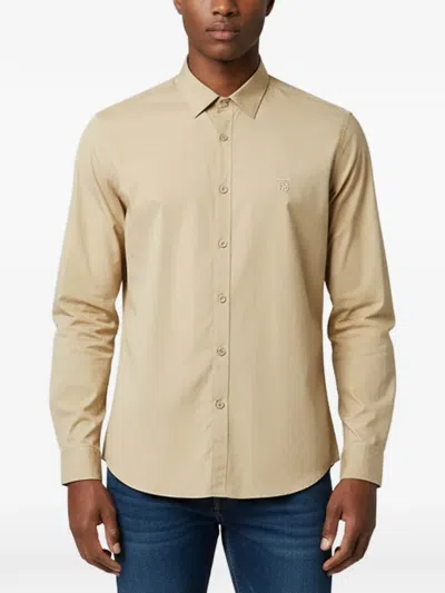 Pre-owned Burberry Logo Embroidered Shirt In Neutral