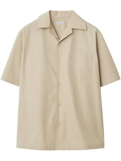 Burberry Logo-embroidered Shirt In Nude