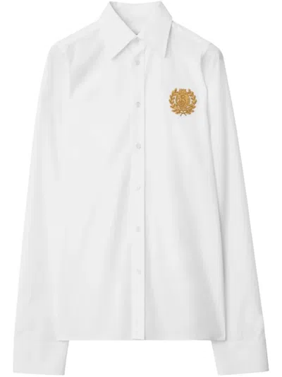 Burberry Logo-embroidered Shirt In White