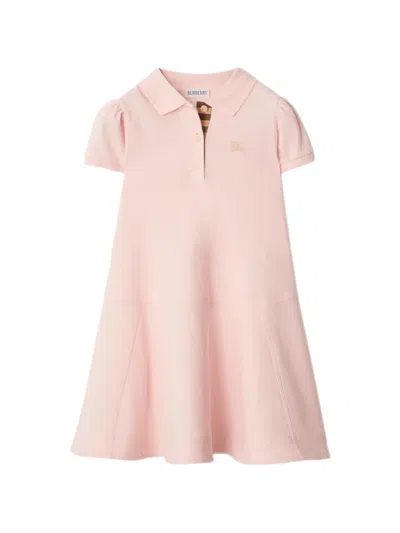 Burberry Kids' Logo-embroidered Short-sleeve Dress In Pink