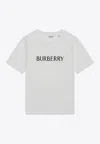 Burberry Ribbed Cotton Jersey T-shirt With Logo Print In Neutral