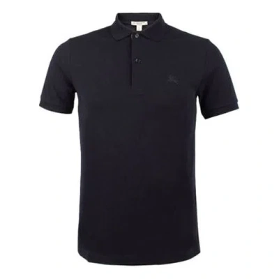 Burberry Logo Embroidered Solid Color Cotton Classic Short Sleeve Polo Shirt Black