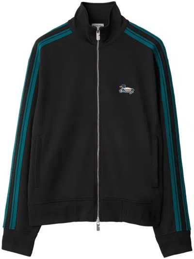 Burberry Logo-embroidered Sports Jacket In Black