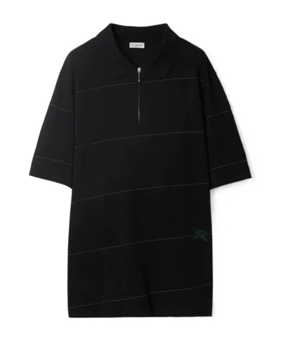 BURBERRY BURBERRY STRIPED LOGO EMBROIDERED POLO SHIRT