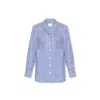 Burberry Logo Embroidered Striped Pyjama Shirt In Blue/white