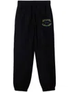 Burberry Thistle Logo Cotton Blend Jogging Pants In Black