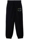 Burberry Thistle Logo Cotton Blend Jogging Pants In Black