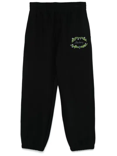Burberry Logo-embroidered Track Pants In Black