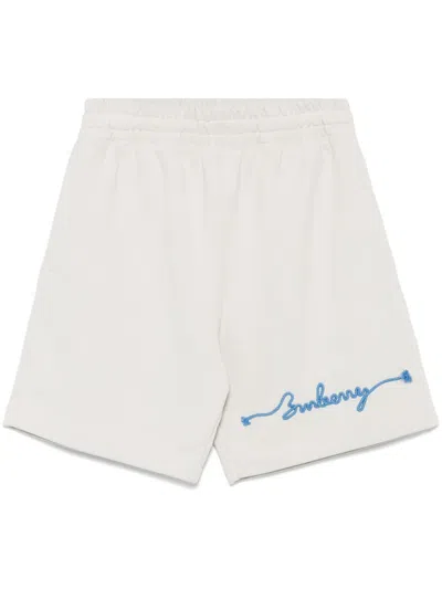 Burberry Logo-embroidered Track Shorts In Nude