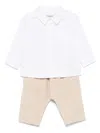 Burberry Logo-embroidered Trousers Set In Neutrals