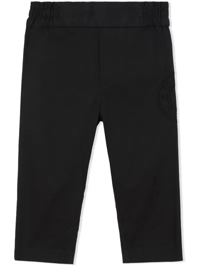 Burberry Kids' Logo-embroidered Twil Chinos In Black