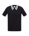 Burberry Logo-embroidered Wool Polo Shirt In Black