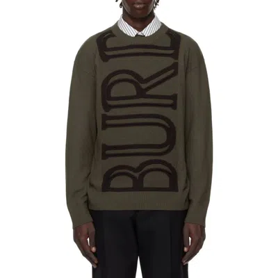 Burberry Logo Embroidered Wool Sweater In Brown