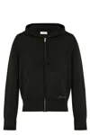 Burberry Logo Embroidered Zip-up Drawstring Hoodie In Black