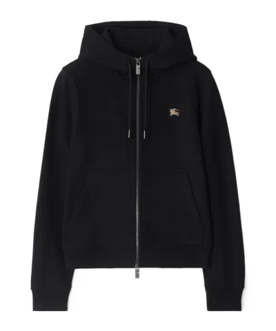 Burberry Logo Embroidered Zip-up Drawstring Hoodie In Animal Print