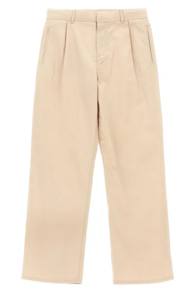 Burberry Logo Embroidery Pants In Neutral