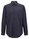 Burberry Logo-embroidered Long-sleeved Shirt In Blue