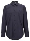Burberry Logo-embroidered Long-sleeved Shirt In Blue