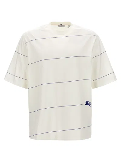 BURBERRY LOGO EMBROIDERY STRIPED T-SHIRT WHITE