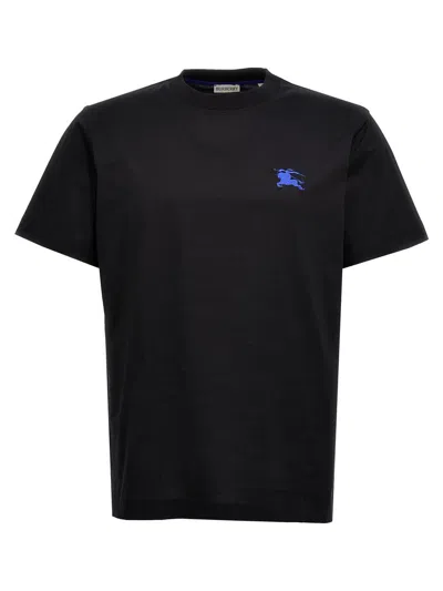 Burberry Logo Embroidery T-shirt In Black