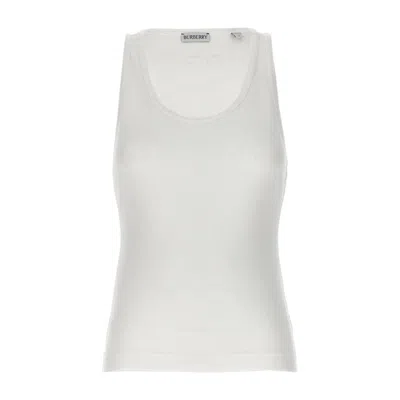 Burberry Logo Embroidery Tank Top In White