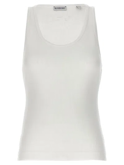 Burberry Logo Embroidery Tank Top In White