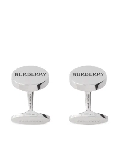 Burberry Logo-engraved Cufflinks In Silver